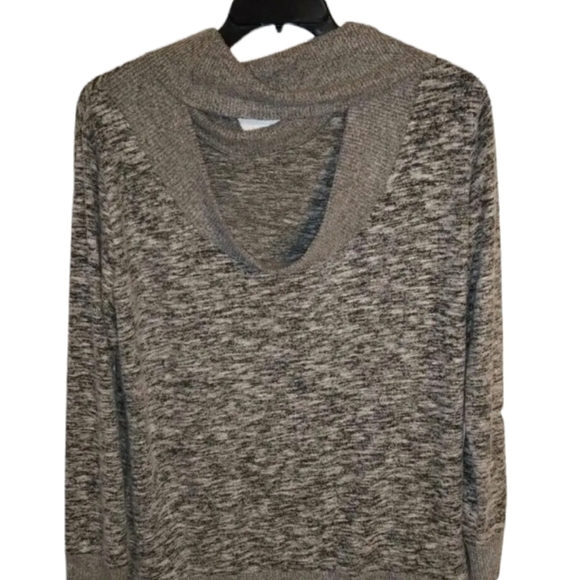 Cato est 1946 Free Spirit large Heather grey charcoal l/s knit top new - Picture 2 of 10